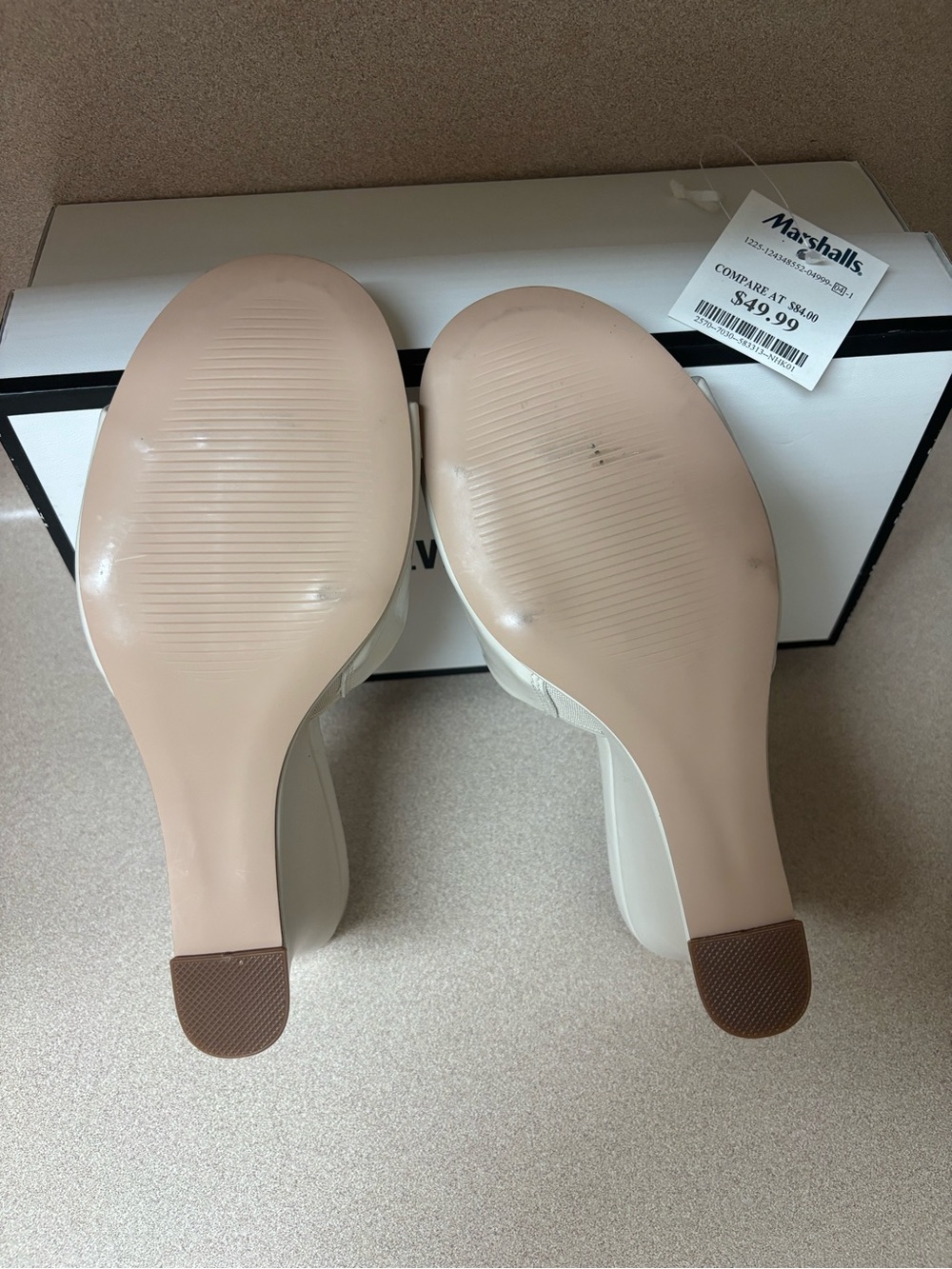 Steve Madden Off-White / Cream Open-Toe Wedge Mule Sandals - Picture 5 of 5